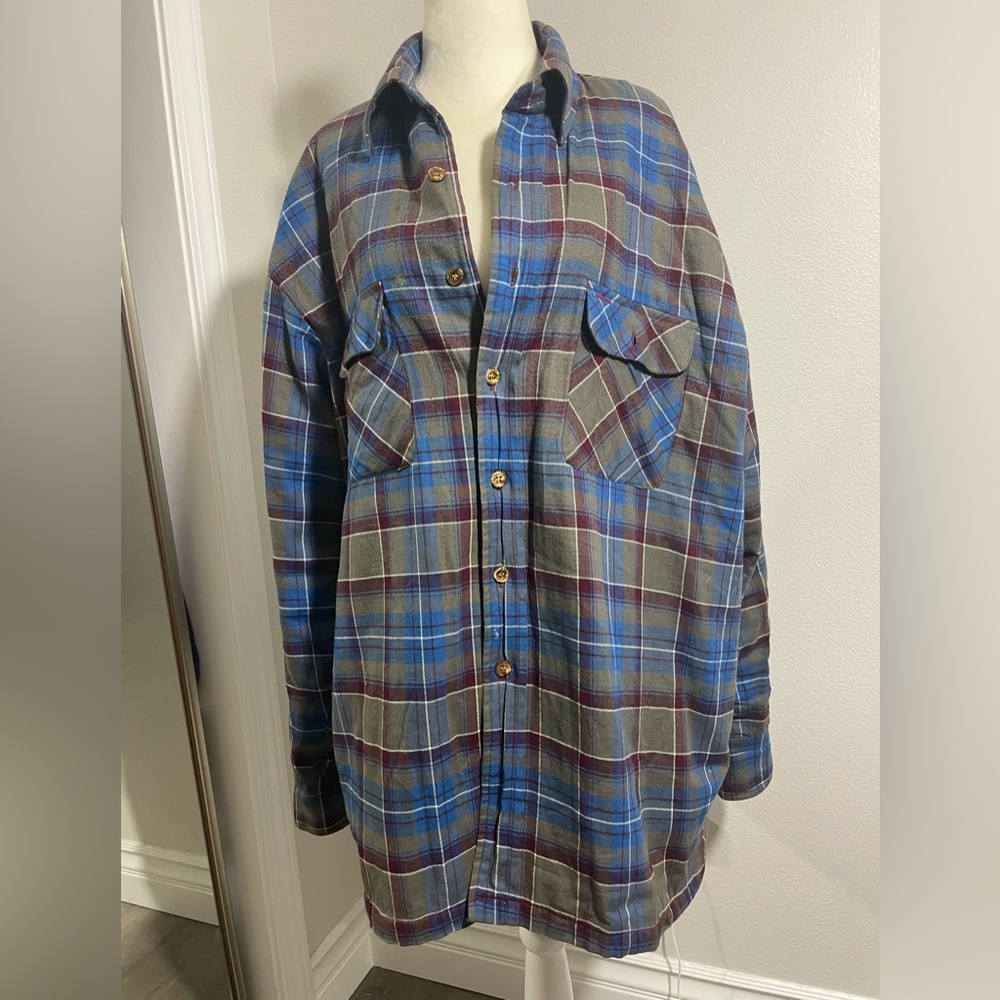 Oversized Flannel Front Button Up - image 5